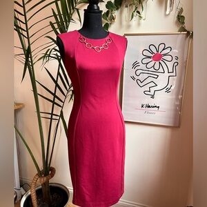 Red Calvin Klein Pencil Work Dress